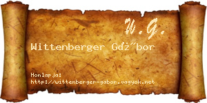 Wittenberger Gábor névjegykártya