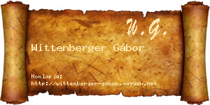 Wittenberger Gábor névjegykártya